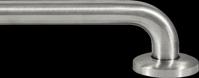 A brushed satin stainless steel grab rail