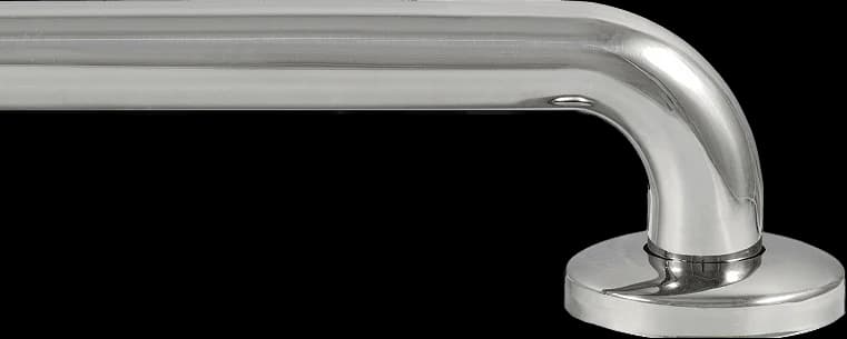 A polished chrome grab rail