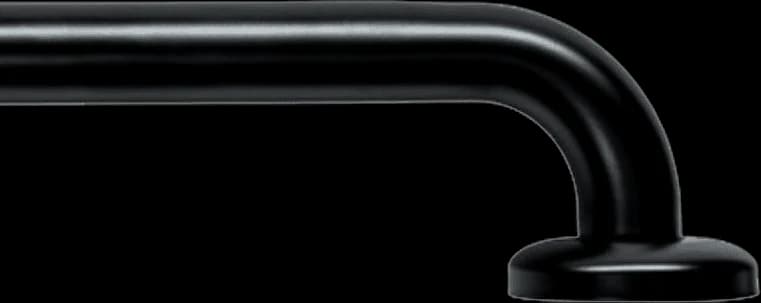 A satin black grab rail