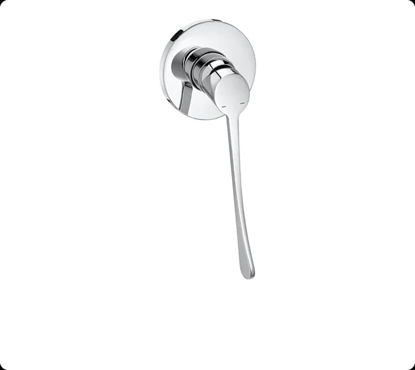 A chrome wall shower mixer with a 200mm extended lever