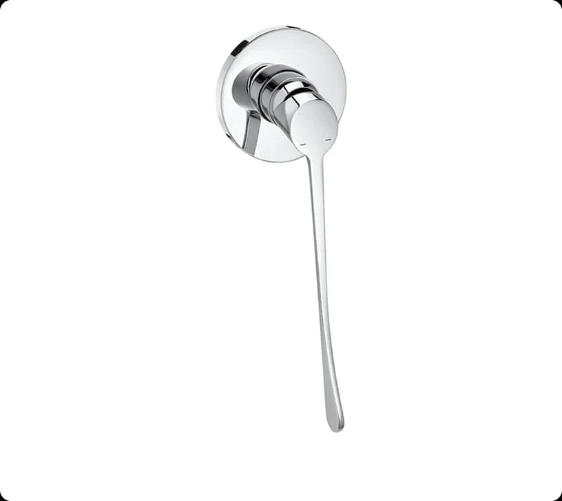 A chrome wall shower mixer with a 270mm extended lever