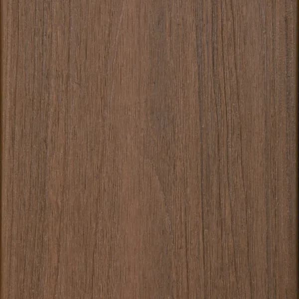 Composite decking board in Honey Oak, a natural honey brown woodgrain finish