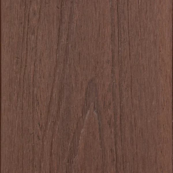 Composite decking board in Redgum, a red-brown woodgrain finish