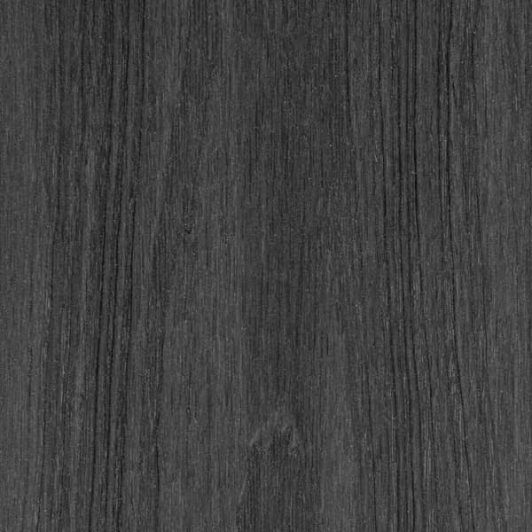 Composite decking board in Ironwood, a dark grey woodgrain finish